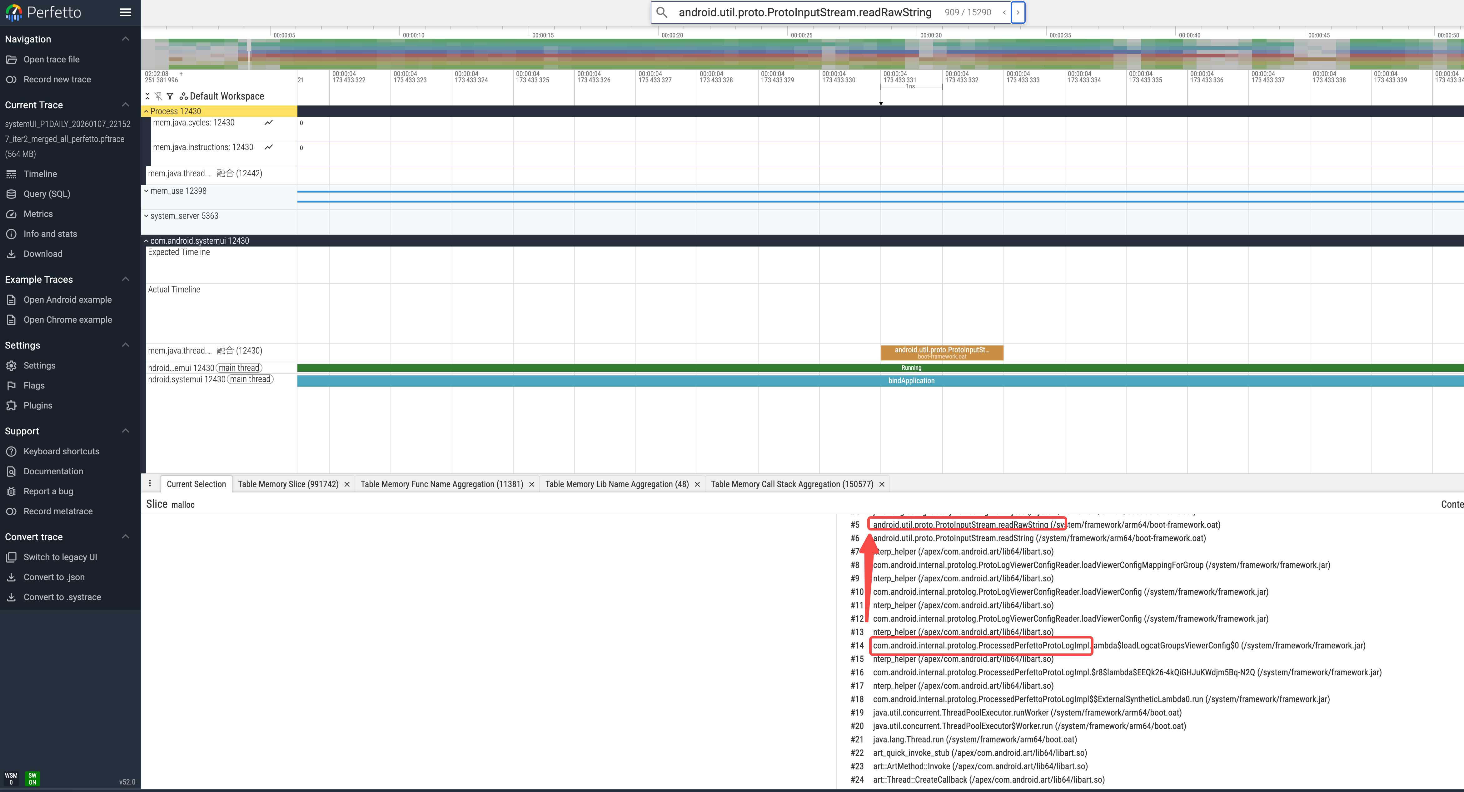 android.util.proto.ProtoInputStream.readRawString Perfetto 界面