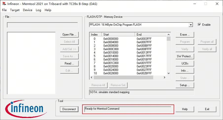 连接成功 Ready for Memtool Command